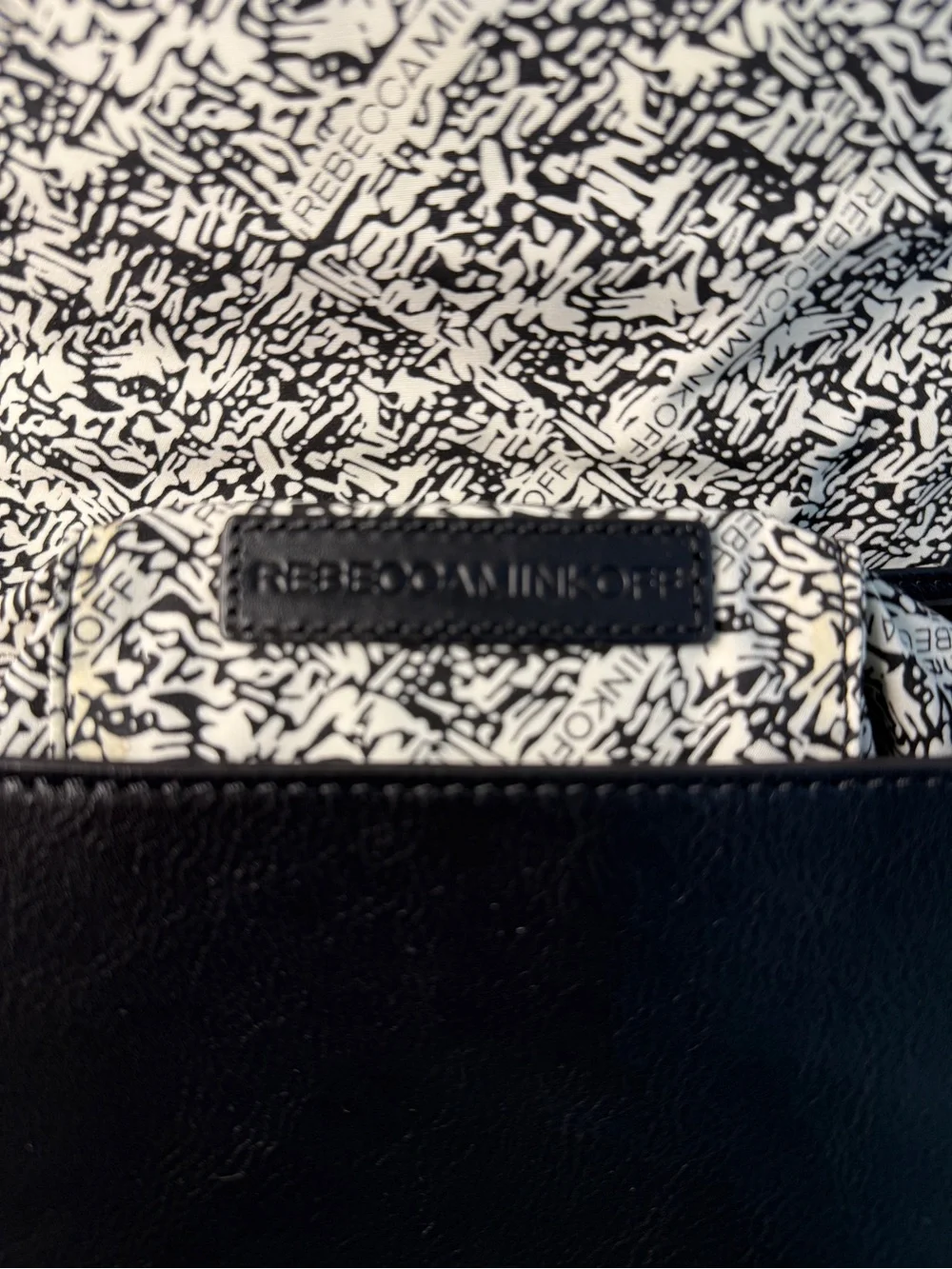 Rebecca Minkoff Love Black Chevron Leather Crossbody Gun Metal HW Like New
